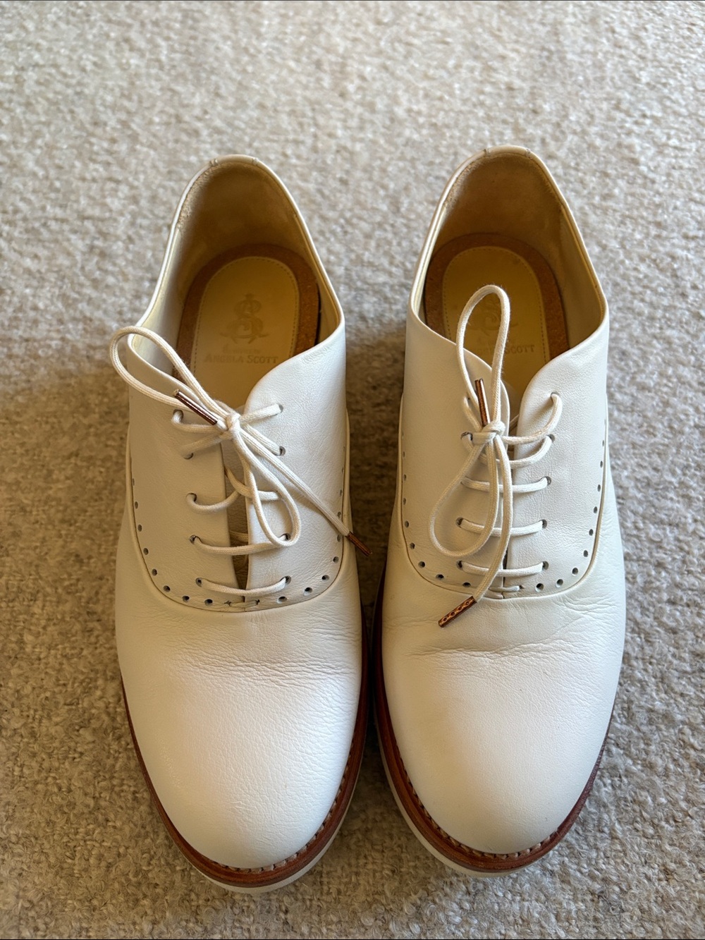 Office of Angela Scott Mr. Simone Leather Brogues in Cream